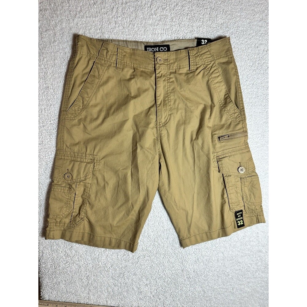Iron Co Men's Multi Pocket Cargo Shorts Size 32 Beige